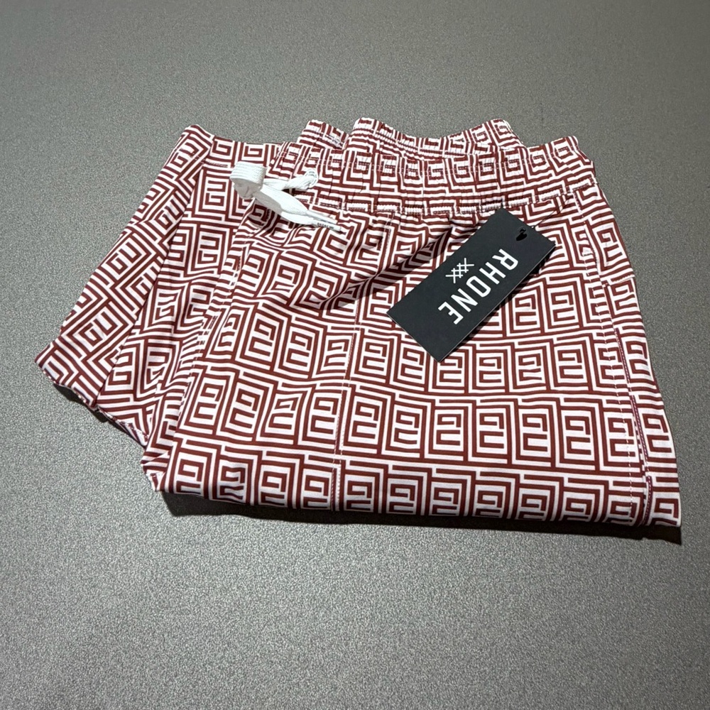RHODE Red and White Geometric Pants